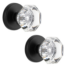 CLCTK Crystal Glass Dummy Kerek ajtgomb Bifold Closet Dummy Kilincsek Nyolcszgu Nem Forg Egyoldali Matt Fekete 2 csomag