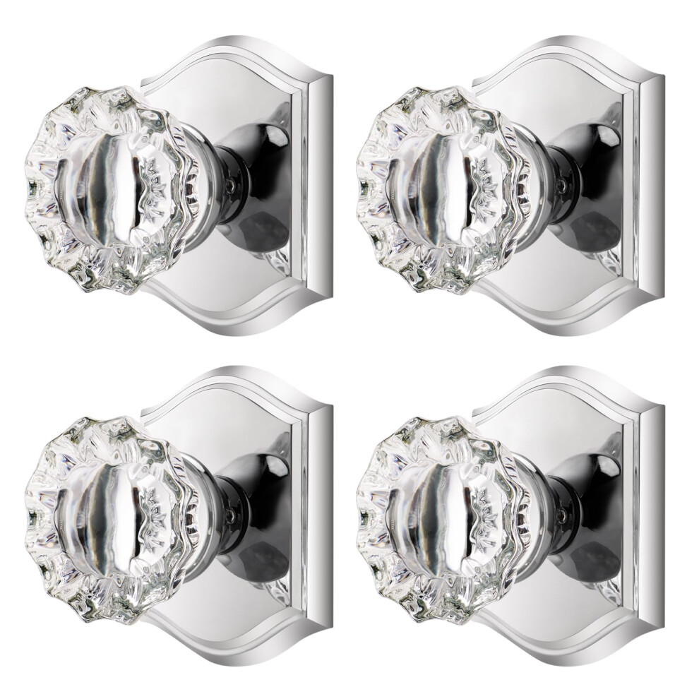Clctk Dummy Glass Crystal Door Knobs Polished Chrome Single Side Dummy Door Handles For Bifold Hall Closet 4 Pack 639395277768