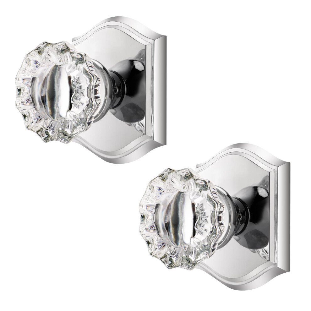 Clctk Crystal Glass Dummy Door Knob Closet Bifold Dummy Door Handles Non-Turning Single Side Polished Chrome 2 Pack 639395277751