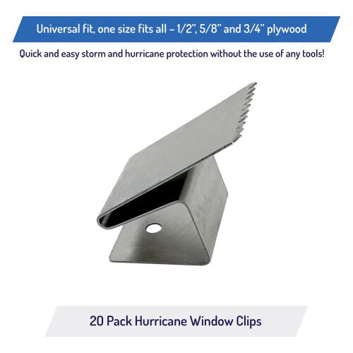 Hurricane Window Clips Universal Fit 1/2"""" - 5/8"""" - 3/4"""" rustfrit st?l (50 Pack) 1