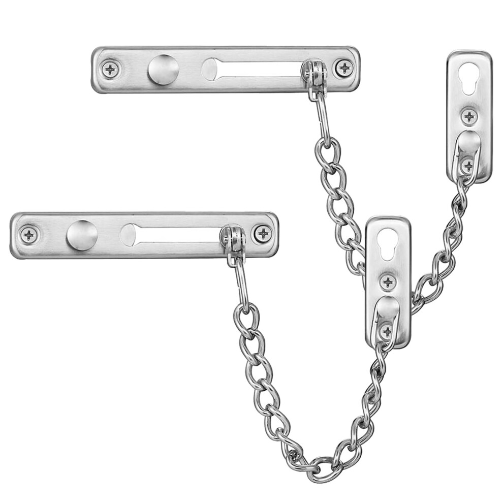 Kafenda Security Door Chain Lock Sturdy Door Lock Latch For Inside Door Stainless Steel Hotel Door Lock With Spring Button Door Locks For Kids Safety 783746665596