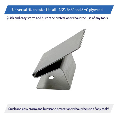 Hurricane Window Clips Universal Fit 1/2"""" - 5/8"""" - 3/4"""" rustfrit st?l (20 stk.) 2
