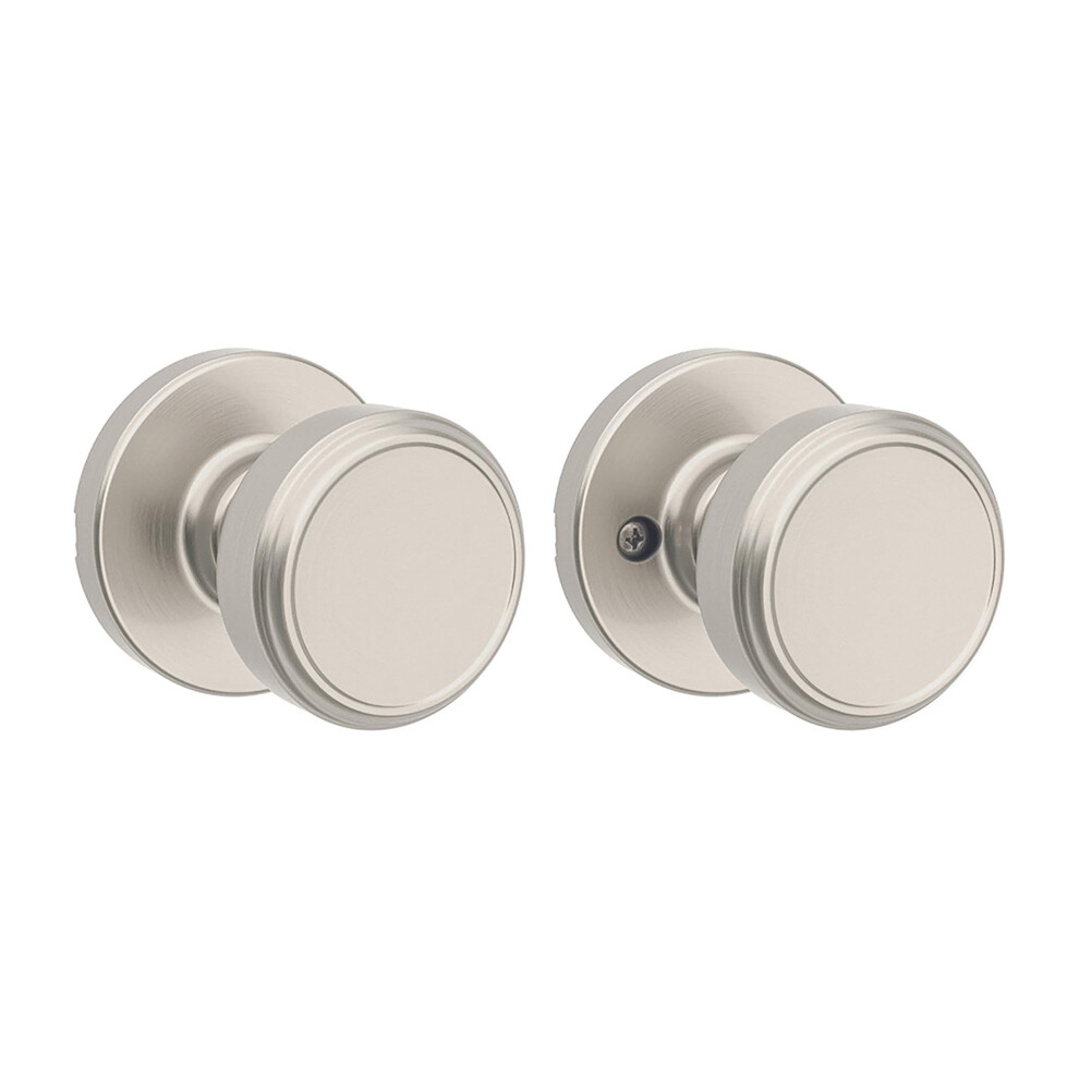Kwikset Maven Interior Passage Door Knob Handle For Closet And Hallway Doors Round Non-Locking Doorknob In Satin Nickel With Microban Protection 883351956178