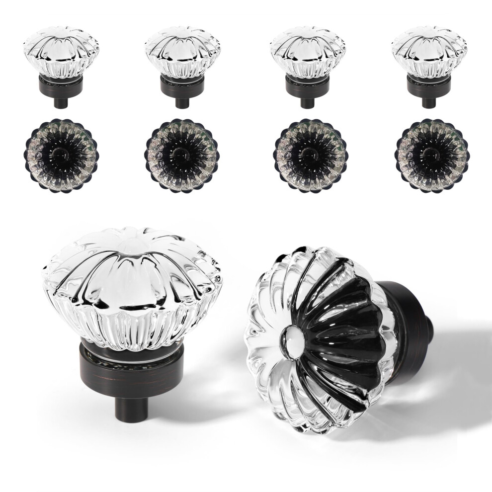 Oil Rubbed Bronze Crystal Cabinet Knobs 8 Pack Flower Crystals Cabinet Knobs Cabinets Knob Clear Small Pull For Closet Dresser Drawers Cupboard Wardr 635408119605