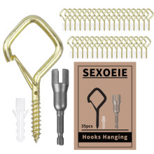Sexoeie 35 ganci a vite ad occhiello per appendere carichi pesanti con fibbia di sicurezza. Ganci da soffitto in metallo per appendere piante, ca