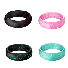 4Stk Silikon Fingerring Damen Sport Glitzer Bunt Komfortabel Flexibel