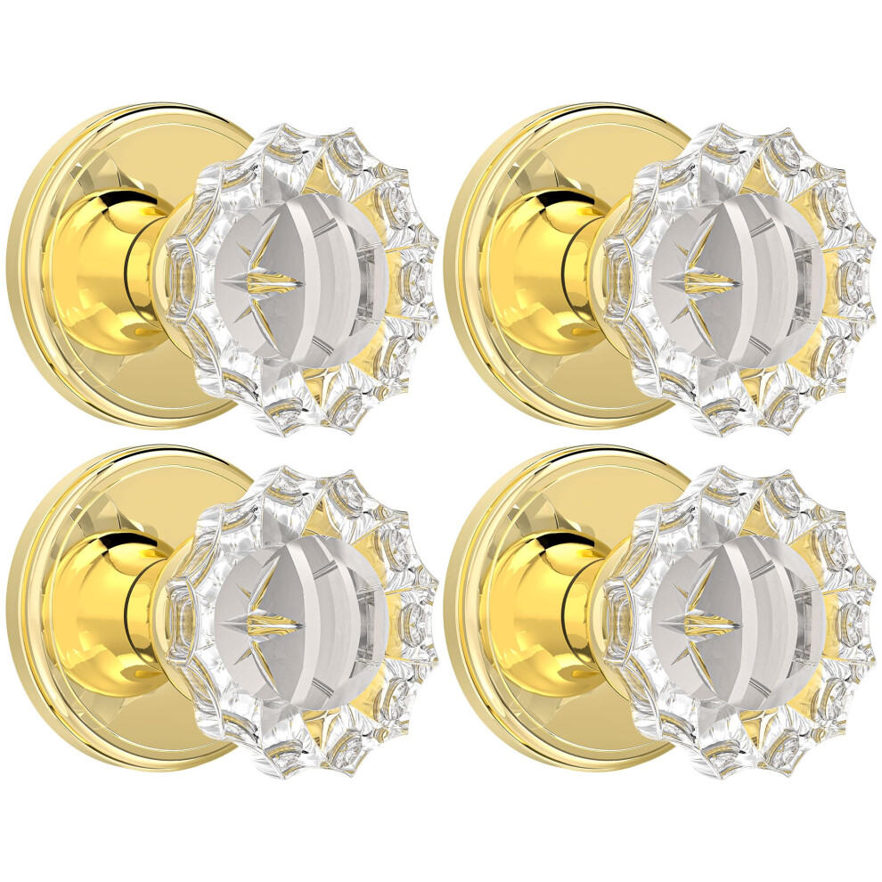 Shiny Handles 4 Pack Glass Dummy Door Knobs Interior Inactive Polished Gold Crystal Dummy Door Knobs For Hall And Closet 635408120632