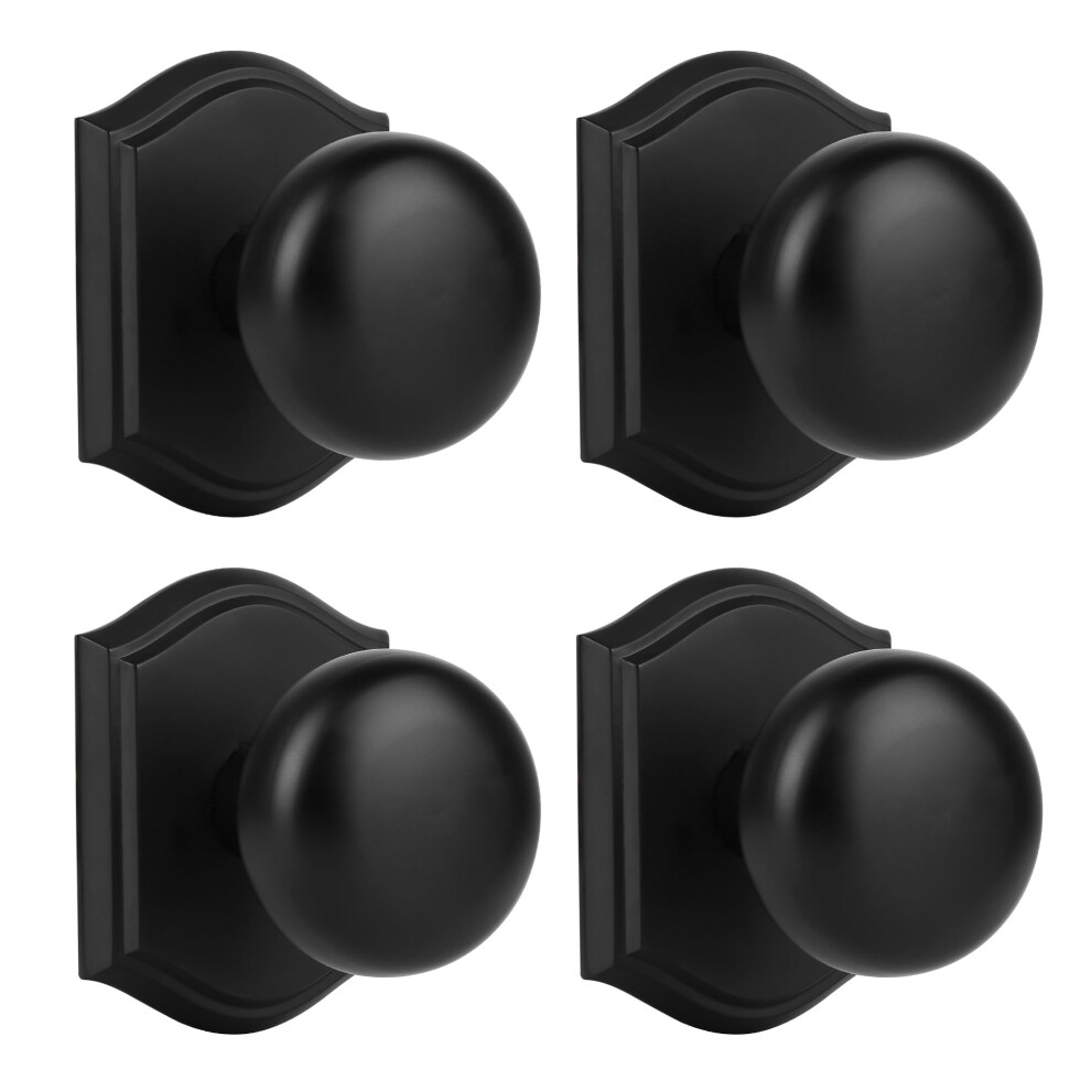Newlaking Door Knobs Interior Classic Decorative Matte Black Dummy Door Knob Durable Stylish Hardware For Indoor Use- 4 Pack 635408120922