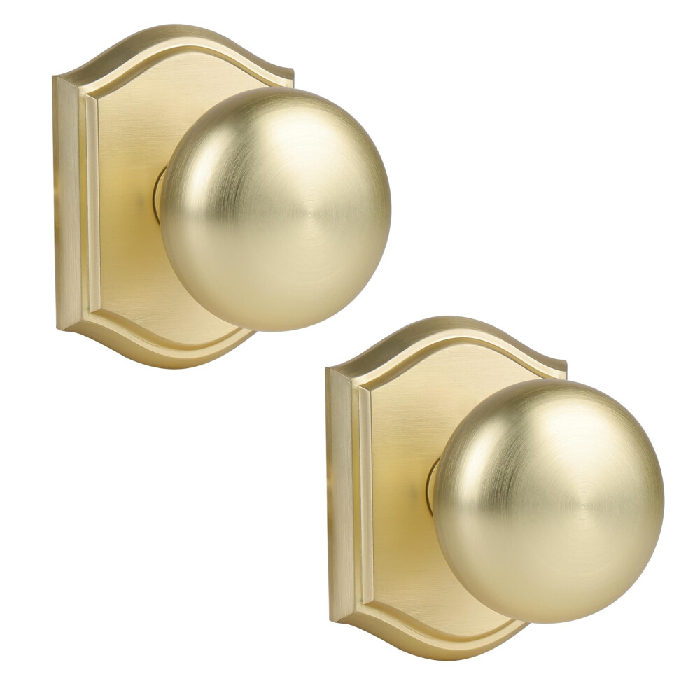 Newlaking Door Knobs Interior Classic Decorative Satin Brass Dummy Door Knob Durable Stylish Hardware For Indoor Use- 2 Pack 635408120762