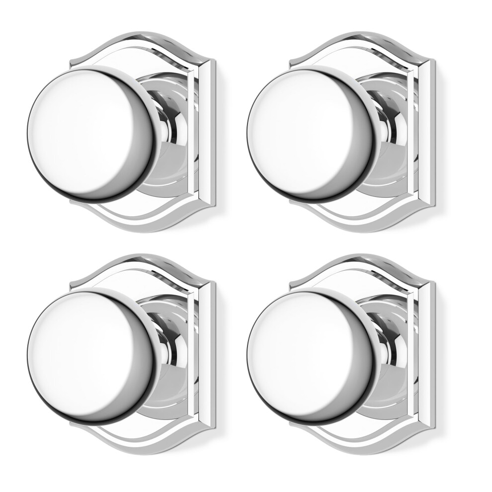 Newlaking Door Knobs Interior Classic Decorative Bright Chrome Dummy Door Knob Durable Stylish Hardware For Indoor Use- 4 Pack 635408120977