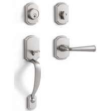 SORWDUERM 1 pakke b?rstet nikkel ford?rsh?ndtag og deadbolt s?t vendbart greb indgangsl?s h?ndtag med n?gle enkeltcylinder