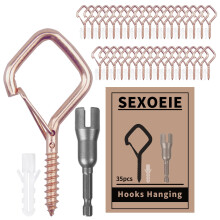 Sexoeie 35 ganci a vite ad occhiello per appendere carichi pesanti con fibbia di sicurezza. Ganci da soffitto in metallo per appendere piante, ca