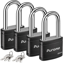 Puroma 4 Pack Keyed Riippulukko, jossa 6 avainta 1,8 tuuman kaappilukko 40 mm vahvat lukot porttiaidalle Hasp Cabinet Toolbox koulun kuntosalikaappi