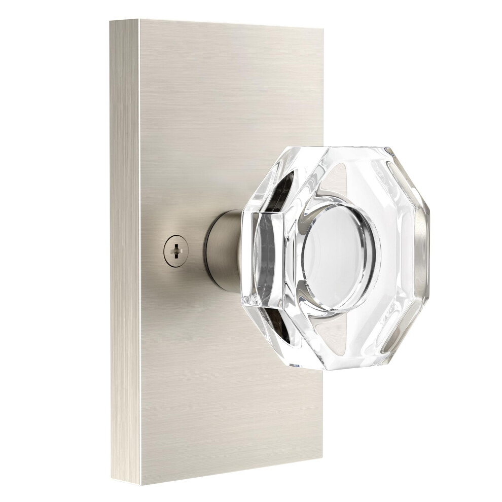 Shiny Handles Brushed Nickel Crystal Passage Door Knobs Glass Door Knob For Hall Or Closet Knobs 1 Pack 635408121745
