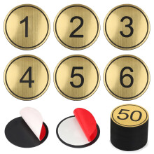 NumRealm skabsnumre (5 cm/2"") - ABS-plastikbordnumre med kl?bende tape - Gyldne - Nummereret 1 til 25