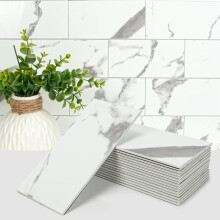 Art3d 102-teilige Backsplash-Fliese aus Kunststein zum Abziehen und Aufkleben, wasserdichte, dicke PVC-Wandfliese zum Aufkleben in der U-Bahn fr Kc