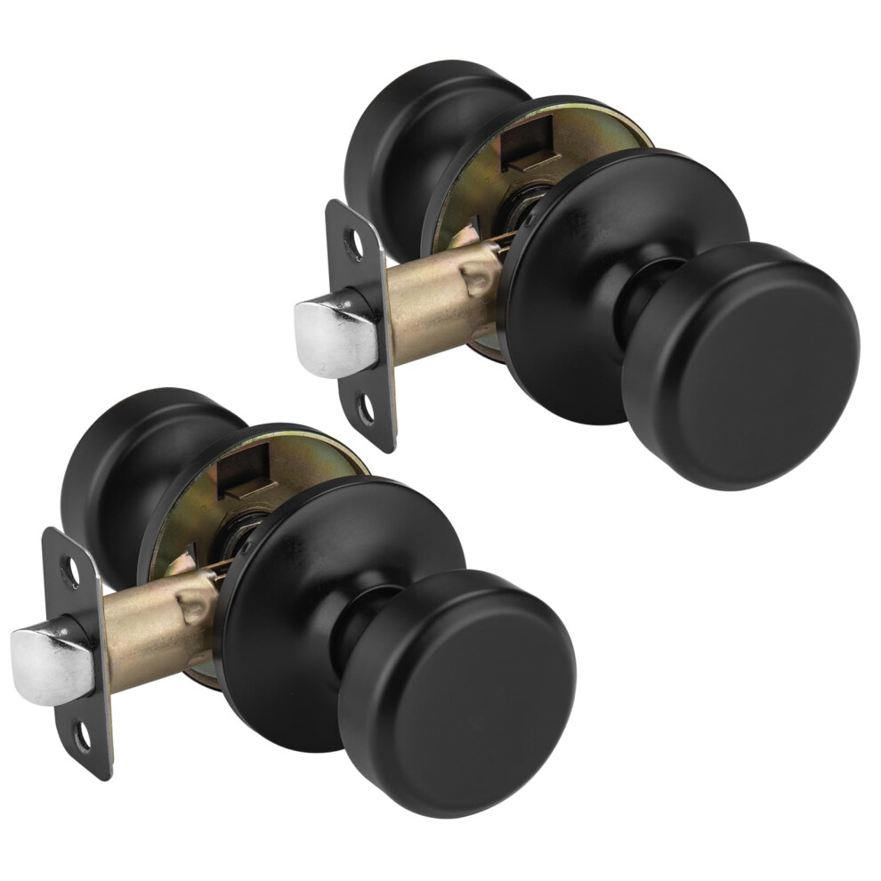 Starpy Black Door Knobs Pismo Door Knob With Lock Privacy Door Handles Interior For Bath & Bed (Passage Matte Black 2) 652805260556