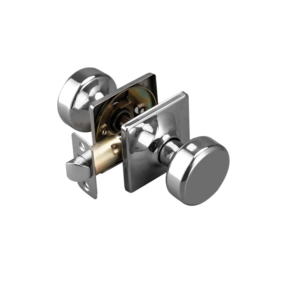 Starpy Polished Chrome Door Knobs With Square Rosette Pismo Passage Door Knob For Hall & Closet Non-Locking Interior Door Knobs