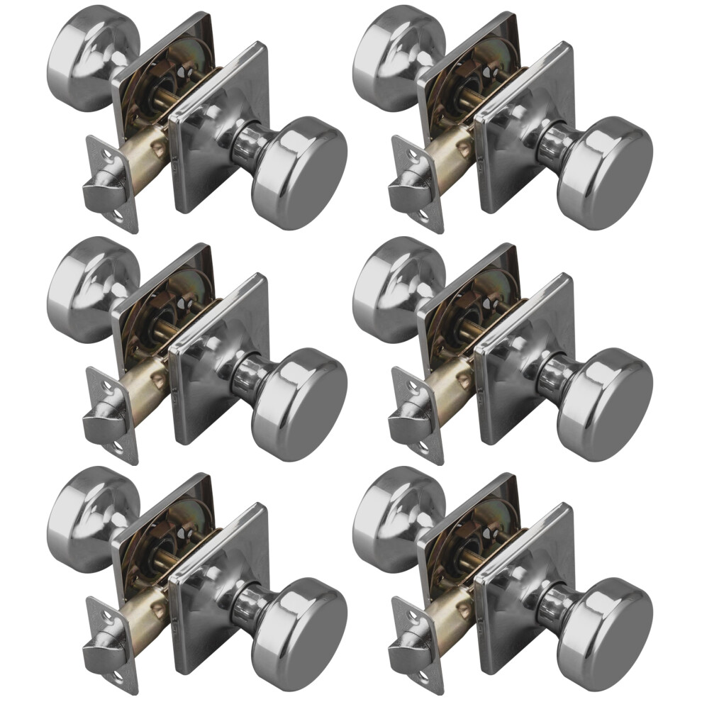 Starpy 6 Pack Polished Chrome Door Knobs With Square Rosette Pismo Passage Door Knob For Hall & Closet Non-Locking Interior Door Knobs 652805260716