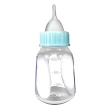 Pet Feeding Bottles 4-Piece Kit For Newborn Kitten And Puppy 4oz Blue With Nipple Cleaning Brush
