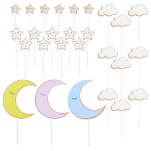 3 Sets Mond Stern Tortentopper Blau Gelb Rosa Für Party