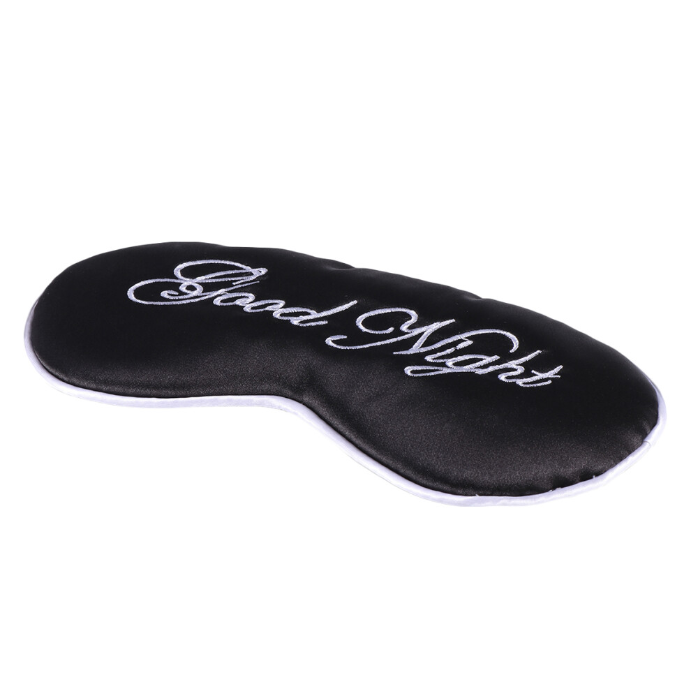 Solustre Black Durable Sleep Blindfold Silk Eye Mask With Adjustable Strap