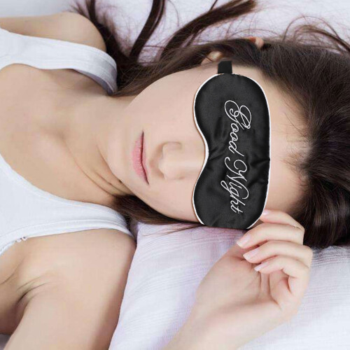 Durable Black Sleep Blindfold Silk Eye Mask with Adjustable Strap 2