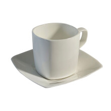 1 set keramikbecher einfarbig mit quadratischer untertasse
