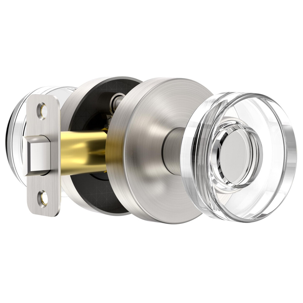 Naubea Satin Nickel Door Knobs Glass Door Knobs Interior Round Passage Door Knob Crystal Interior Door Knob For Closet And Hallway Brushed Nickel 635408121349