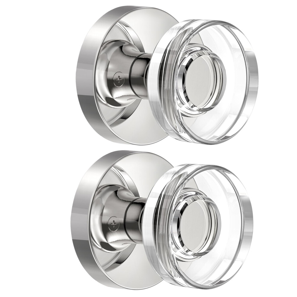 Naubea 2 Pack Brushed Nickel Door Knobs Glass Door Knob Dummy Door Knobs Interior Crystal Dummy Door Handle For Hall And Closet 635408121356
