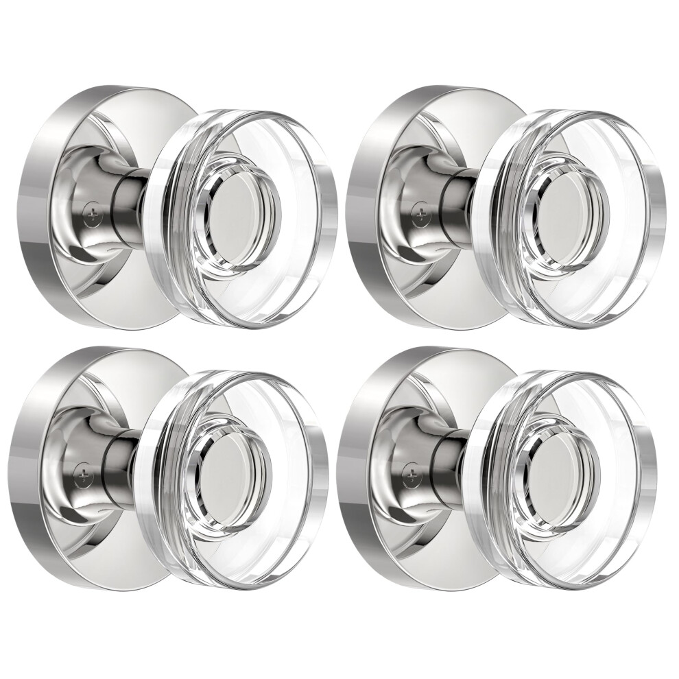 Naubea 4 Pack Polished Chrome Door Knobs Glass Door Knob Dummy Door Knobs Interior Crystal Dummy Door Handle For Hall And Closet 635408121318