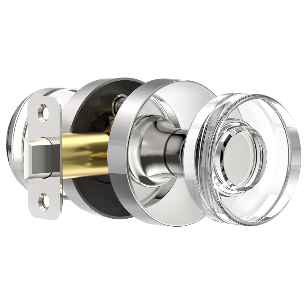 Naubea Polished Chrome Door Knobs Glass Door Knobs Interior Passage Door Knob Crystal Interior Door Knob For Closet And Hallway 635408121295