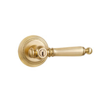 SORWDUERM 2 Pack Gold Door Lever with Lock and Key Entry Brushed Brass Door Handle Door Lever Bedroom and Bathroom Zinc Alloy