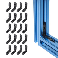 POWERTEC Staffa di giunzione per connettori per angoli interni interni a forma di L (20 set) - Si adatta a profili estrusi in alluminio con scana