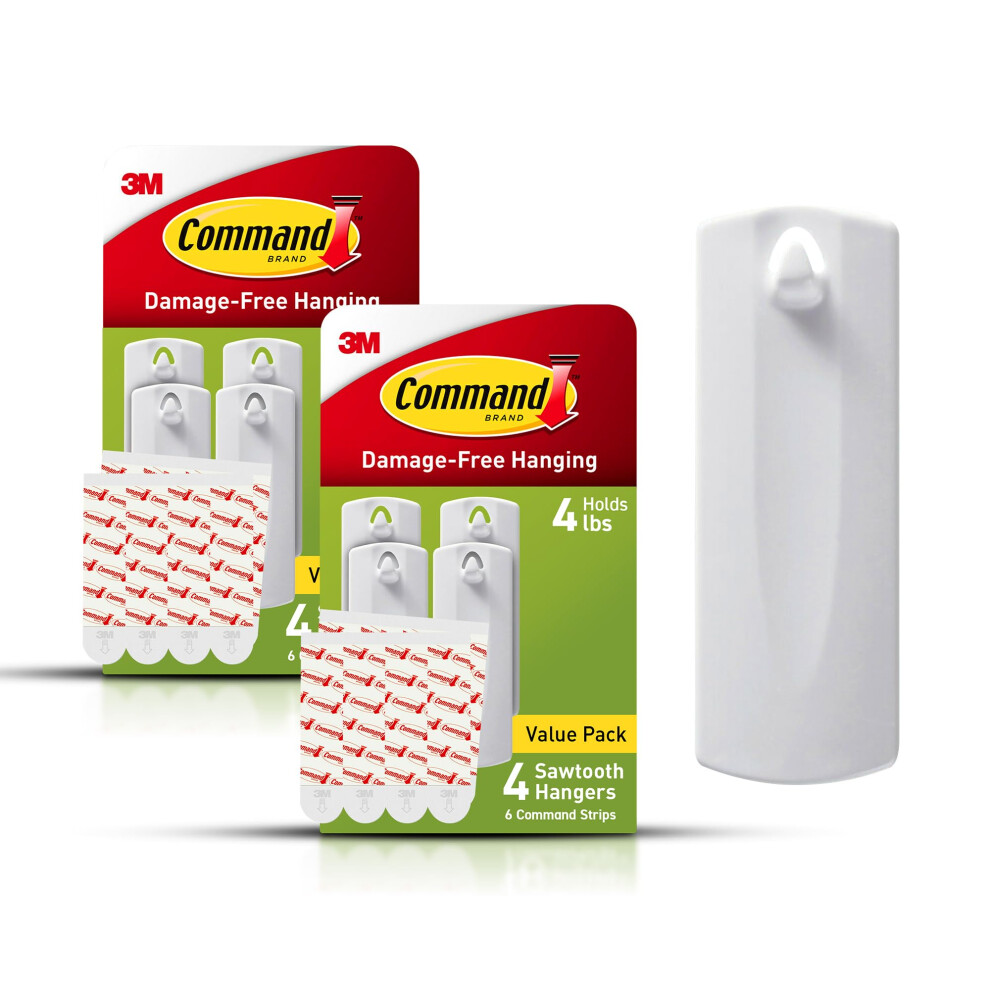 Command Sawtooth Picture Hangers Damage Free Hanging Frame Hangers No Tools Wall Hooks For Hanging Sawtooth Frames In Living Spaces 8 White Pictur 198715219821