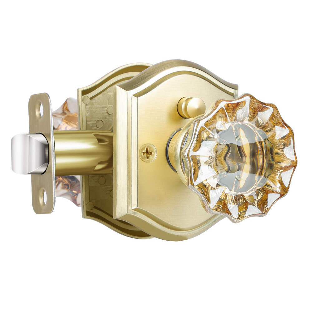 Clctk Champagne Glass Door Knobs Interior With Lock Gold Satin Brass Crystal Privacy Door Knobs For Bedroom Bathroom 635408122391
