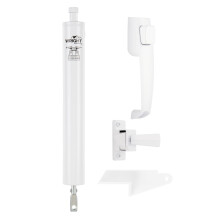 Wright Products Lanai Corrosiebestendige hordeurbeslagset - Pneumatische sluiter met drukknopgrendel Geen vergrendeling Openhoudring (modern wit)