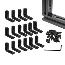 Iverntech 16 Pezzi Staffa Giunta per Connettore Angolare Interno Interno a Forma di L Nero Serie 2020 con Viti Chiave per Profilo Estruso di Allu
