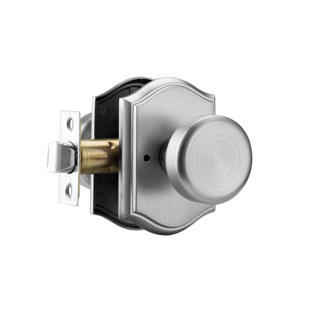 Starpy Interior Pismo Doorknobs For Bath & Bedroom Brushed Nickel Door Knobs With Camelot Trim Heavy Duty Door Knob With Lock 652805364490