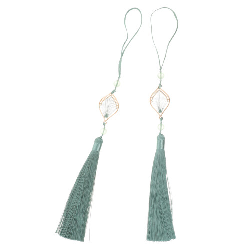 2Pcs DIY Curtain Tassel Hanging Decor Dark Green Polyester Charm