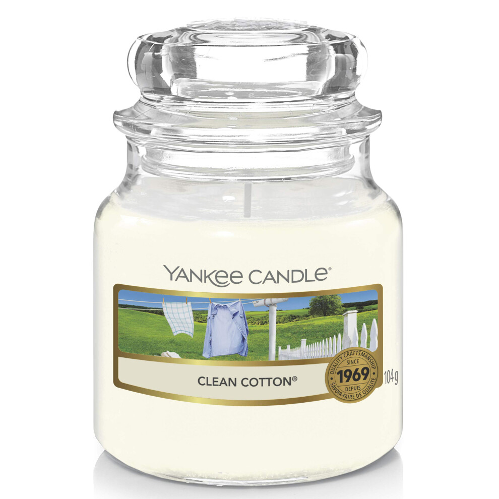 Yankee Candle Scented Candle | Clean Cotton Small Jar Candle | Burn Time: Up to 30 Hours-image-OPC-PM97KY6-NEW