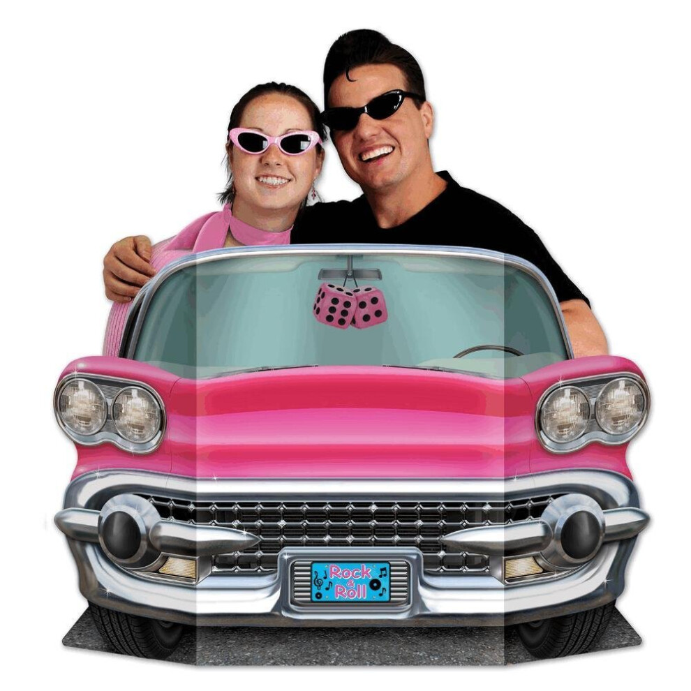 Beistle 50'S Pink Convertible Photo Prop - 94 X 64 Cm - Rock & Roll Car Standin Cutout