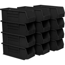 Akro-Mils 30224 AkroBins Plastic Storage Bins Space-Saving Stackable Bins for Garage Pantry Craft Organization 11"""" L x 4"""" W x 4"""" H Black 12-