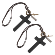 2Stk Vintage Holzkreuz Hängendes Ornament Für Auto Wohndekoration