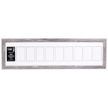 Creative Letter Art 4 x 6 Multiple Opening Picture Frame Collage with 10 holes Hamptons Driftwood Grey Frame with 10 x 40-inch White Mat Full-Str
