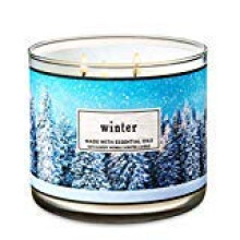 Bath and Body Works Candela White Barn Winter a 3 stoppini da 14,5 once Collezione Blue Tree Scene Label 2018