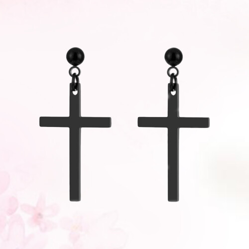 pendientes unisex colgante tuerca negro 2