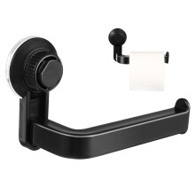 wandmontage toiletpapierhouder badkamer, zuignap, abs, zwart
