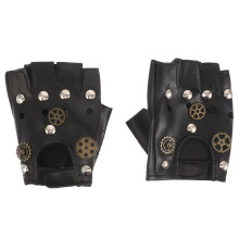 par de guantes punk sin dedos con remaches para motocicleta y