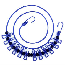 Draagbare reiswaslijn Verstelbare elastische reiscamping Intrekbare waslijn met 12 stuks clips voor gebruik binnen en buiten (blauw)